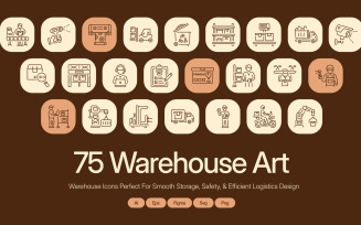 Modern Warehouse Icon Art Set