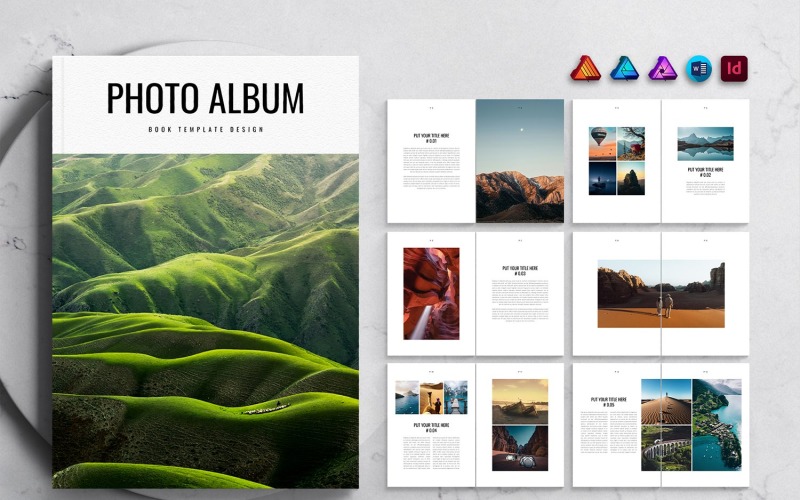 Photo Album Book Template for MS Word, InDesign and Affinity Suites Magazine Template