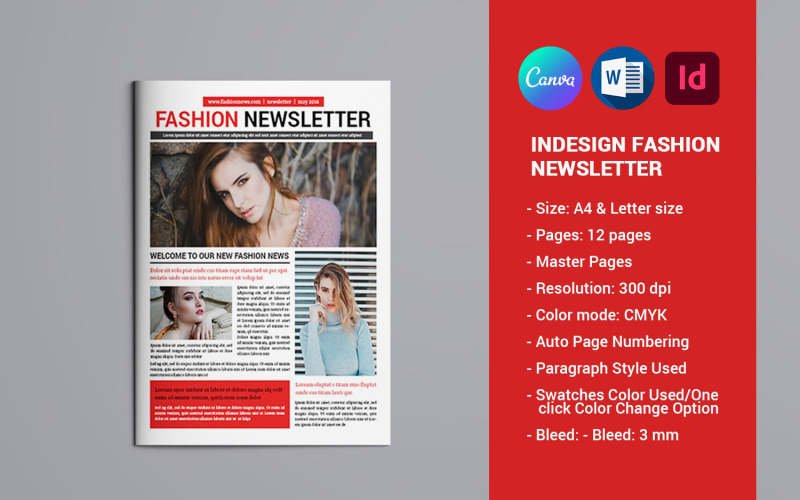 Printable Fashion Newsletter Template Corporate Identity
