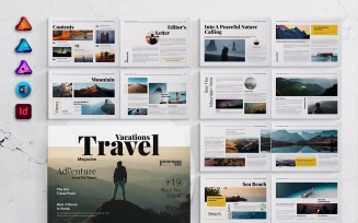 Travel and Vacation Magazine Landscape for MS Word, InDesign, Affinity Suites