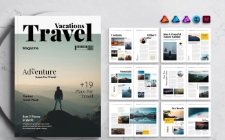 Travel and Vacation Magazine Template for MS Word, InDesign, Affinity Suites