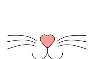 Vector Flat Cat Nose Isolated on White