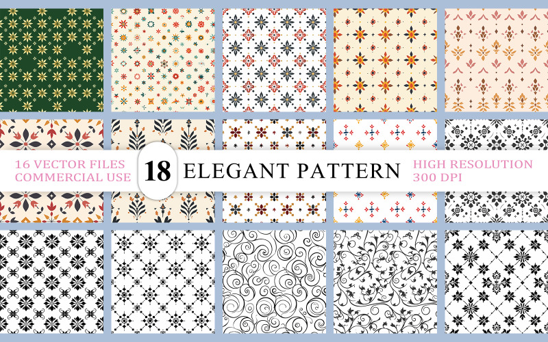 Delicate Decorative Seamless Pattern Pack | Elegant Ornamental Seamless Pattern Collection Illustration