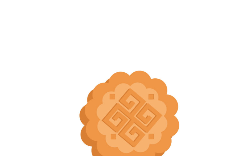 Traditional Chinese Mooncake Dessert Top View Isolated Vector Graphic
