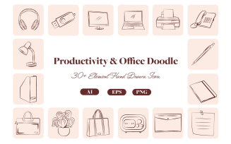 Work Office Doodle Icon Bundle