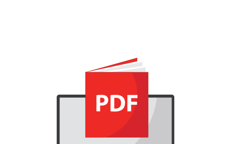 Digital Document Reading Laptop PDF Icon Business Banner Vector Graphic