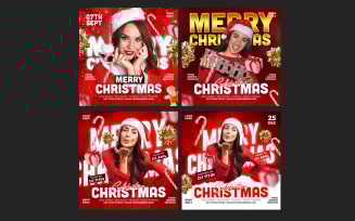 Merry Christmas Set Social Media Post Template