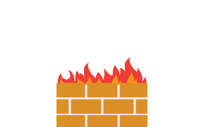 Modern Firewall Security Icon Flat Vector Illustration Vector Graphic