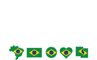 Brazil Flag Vector Set: Round, Heart, Map & Waving Styles