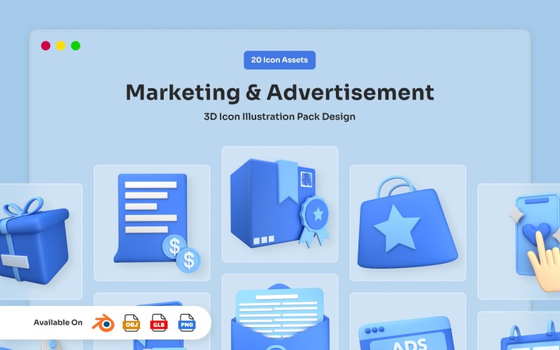 Advertising and Campaign 3D Icon Set Model