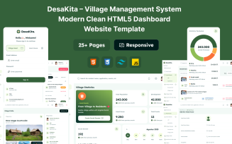 DesaKita – Village Management System Modern Clean HTML5 Dashboard Website Template
