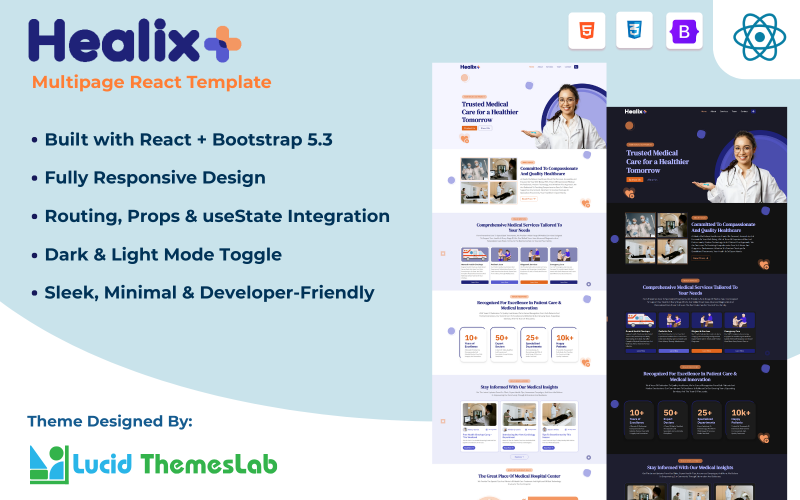 Healix – Healthcare, Clinic and Hospital Multipage React Website Template medical