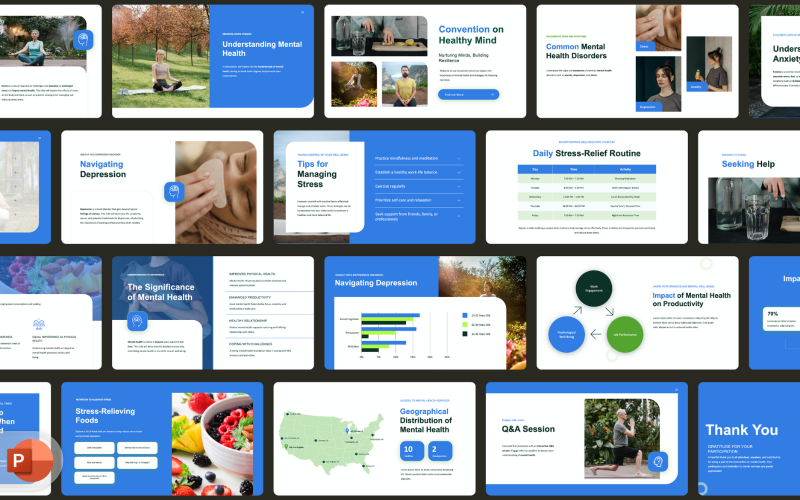 Mental Health & Well Being Presentation Powerpoint PowerPoint Template