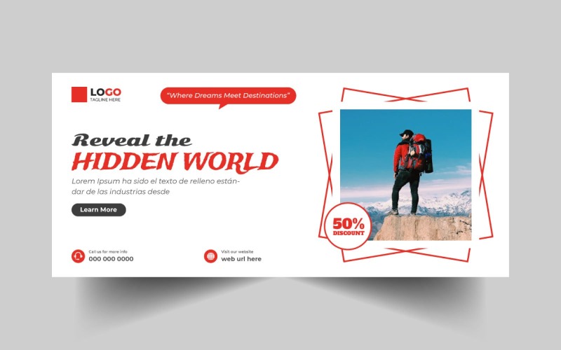 Tour and Travel Agency Facebook Cover Template Ver-10 Social Media