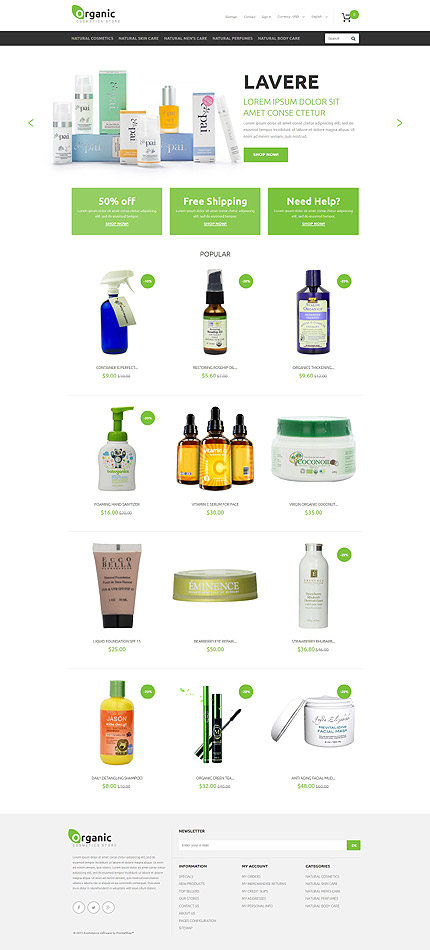 PrestaShop Main Page Screenshot