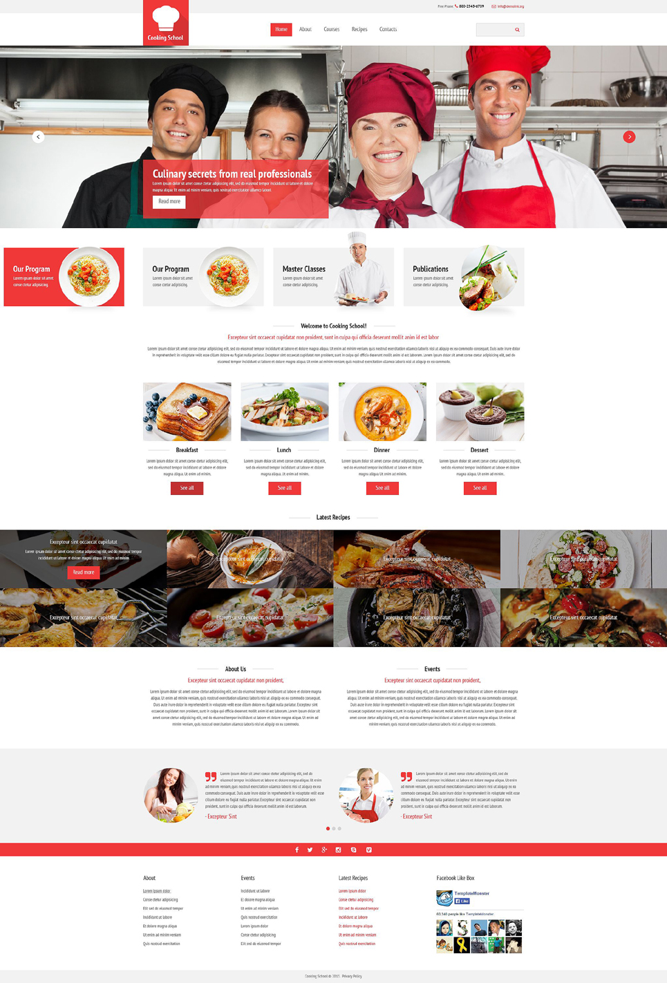 Cooking School Website Template New Screenshots BIG