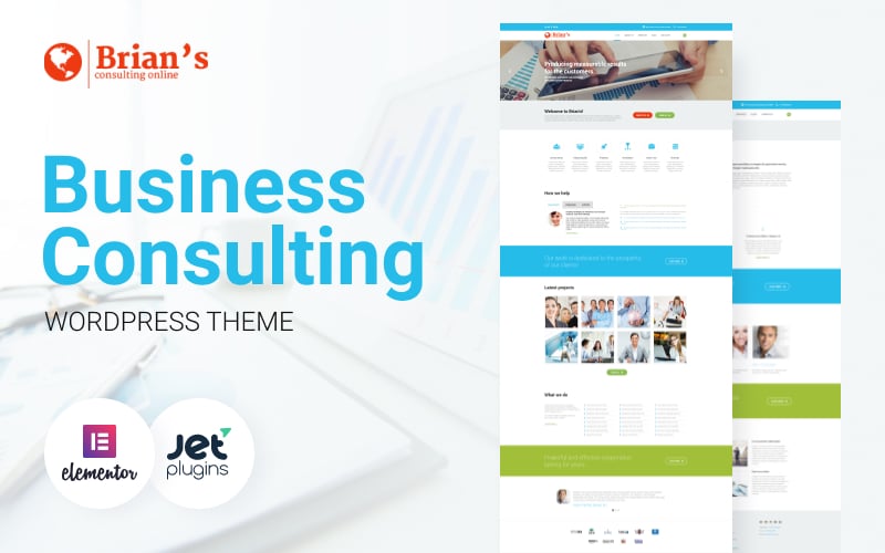 WordPress Theme namens "Brian's - Consulting Multipurpose Classic Elementor" #54575