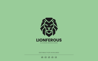 Bold Silhouette Lion Head Logo Design