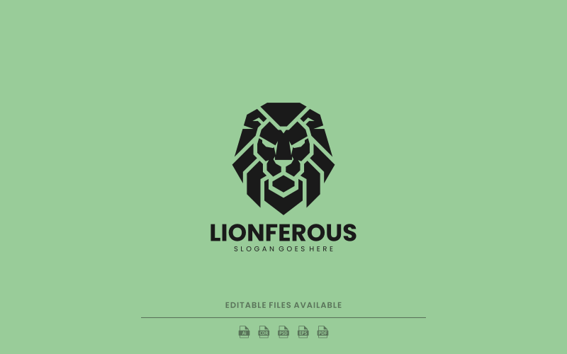 Bold Silhouette Lion Head Logo Design Logo Template