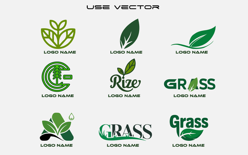 Collection of Green Leaf Logos for Brands and Businesses Logo Template