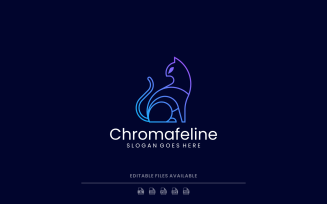 Gradient Line Art Cat Logo Design