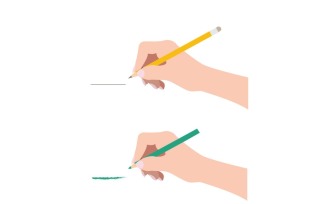 Hand-Drawn Art Tools Set: Pencil, Brush and Pen Holder