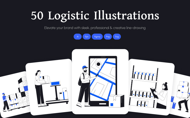 Logistic Shipping Illustration Art Set Icon Set