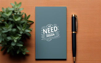 Minimal Branding Notebook Mockup with Pen on Fabric Surface