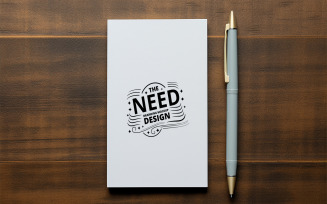 Modern Branding Mockup with Notebook and Pen on Wooden Table