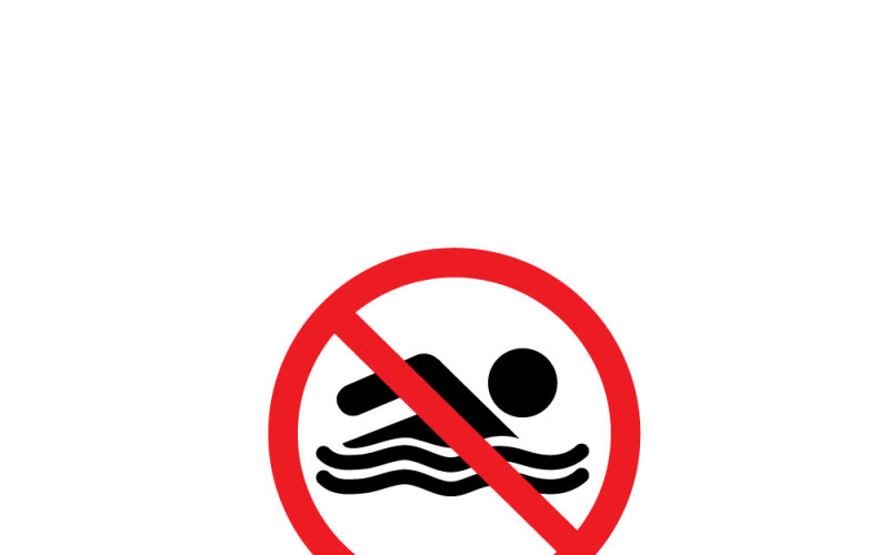 No Swimming Sign Vector Icon, Bathing Prohibited Flat Symbol Vector Graphic