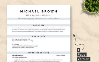 ATS Friendly High School Student Resume Template