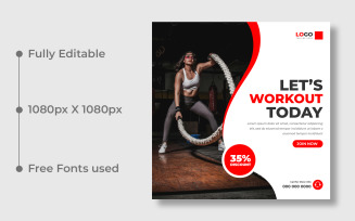 Fitness Workout Gym Social Media Instagram post Ver-1