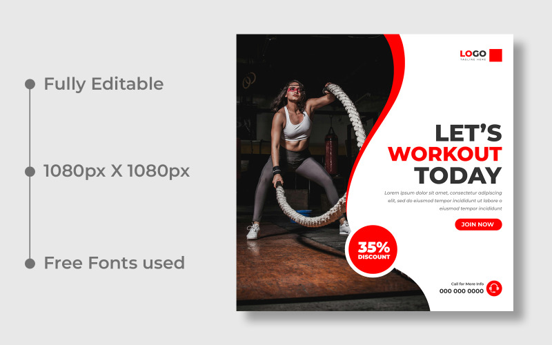 Fitness Workout Gym Social Media Instagram post Ver-1