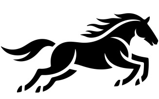 A minimalist logo design silhouette of a horse