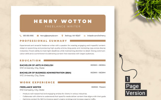 ATS Friendly Freelance Writer Resume Template