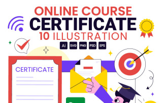 10 Online Course Certificate Program Illustration