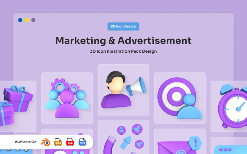 Marketing 3D Icon Collection Model