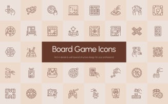 Modern Board Game Icons Art Set