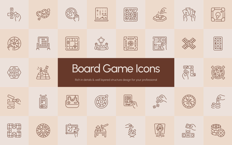 Modern Board Game Icons Art Set Icon Set