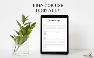 Printable Contact List Template | Digital Address Book Organizer | Phone Email Record Sheet