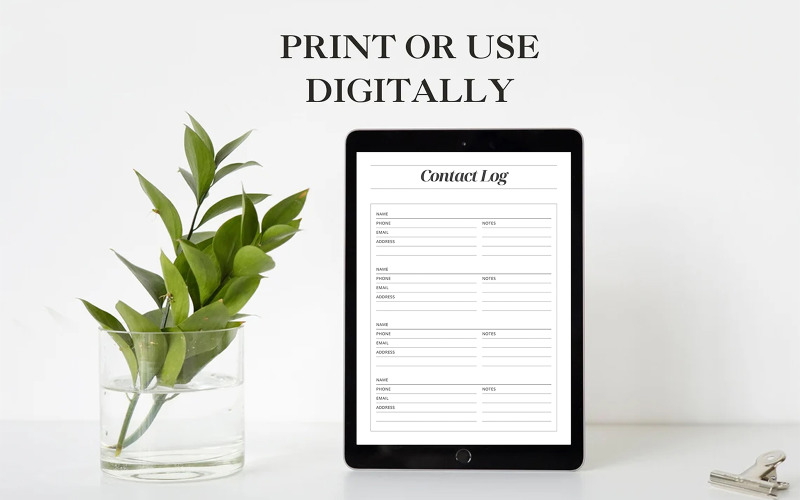 Printable Contact List Template | Digital Address Book Organizer | Phone Email Record Sheet Planner