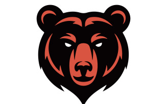A logo design featuring a stylized black bear head