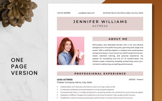 ATS Friendly Actress Resume Template With Photo