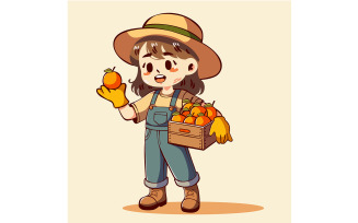 Girl Holding a Box of Oranges