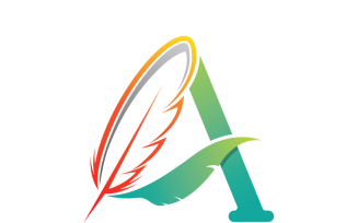 Letter A and Feather Logo Template