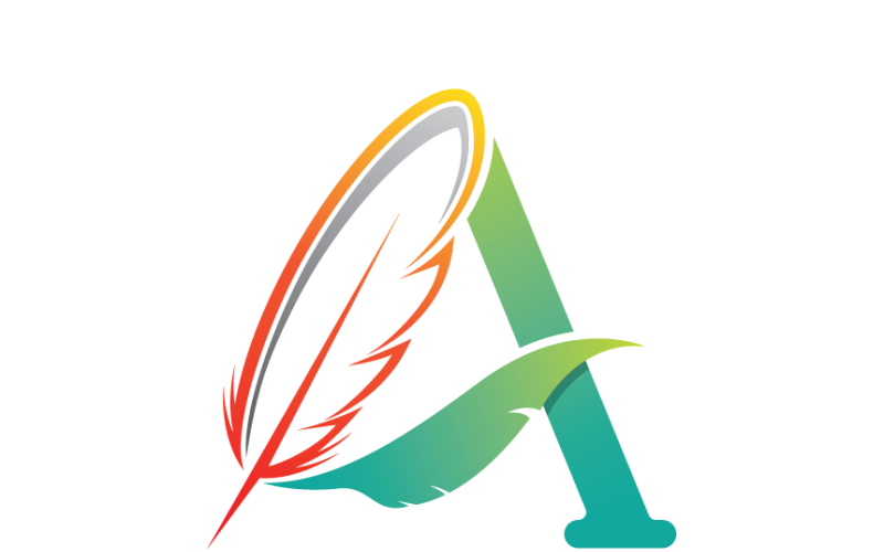 Letter A and Feather Logo Template