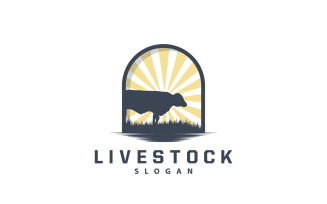 Cattle Farm Livestock Logo Retro Vintage V3