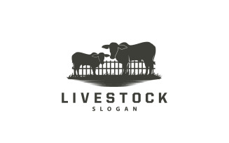 Cattle Farm Livestock Logo Retro Vintage V4