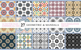 Colorful Circular & Ornamental Pattern Pack | Geometric & Mandala Seamless Pattern Bundle