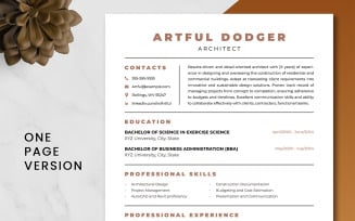 Architect Resume Template | Professional Resume Template Without Photo